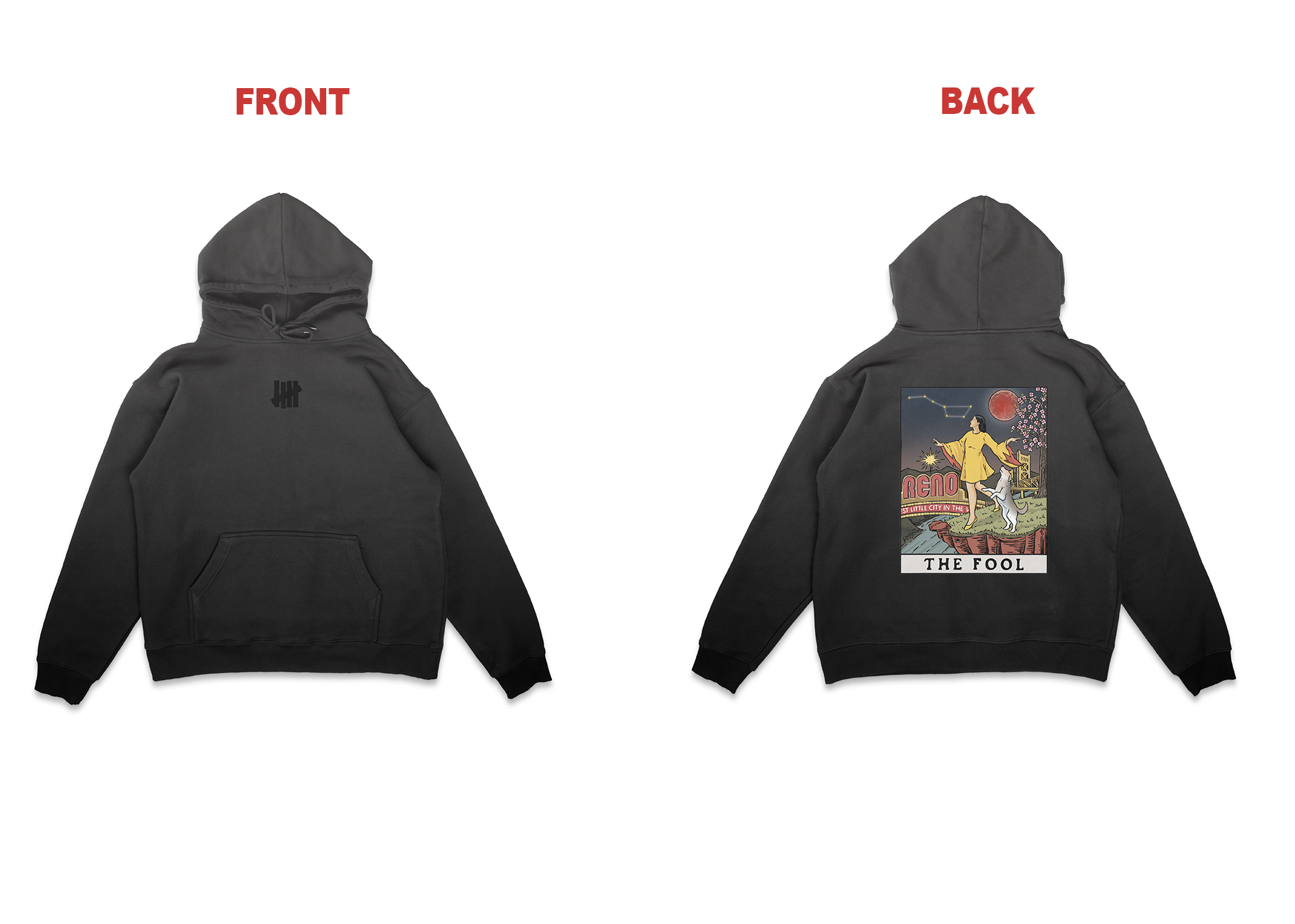 The Fool — Black Hoodie Mockup